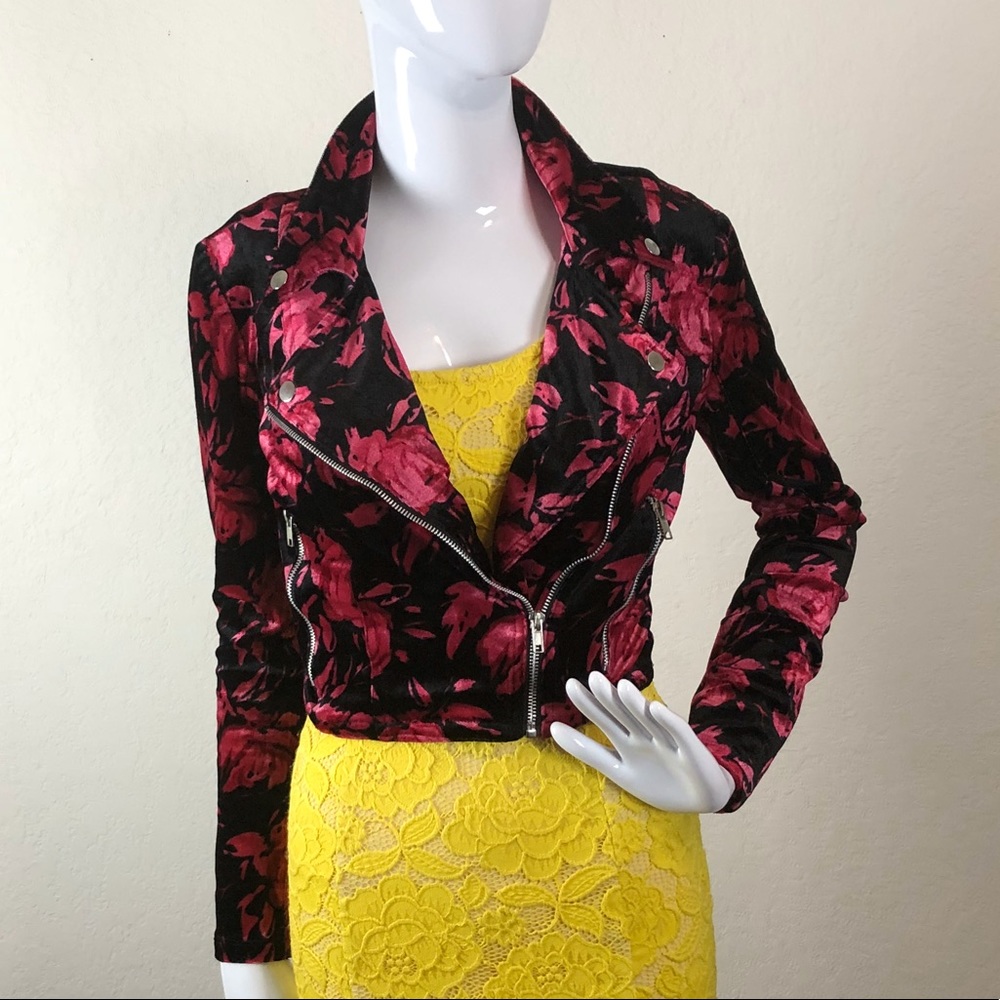 Wet Seal Velvet Moto Jacket